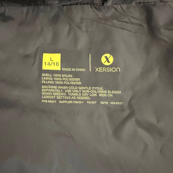 Xersion Puffer Jacket Youth SZ L(14/16) Black Hooded Zip Up Softshell Outerwear - Picture 6 of 6